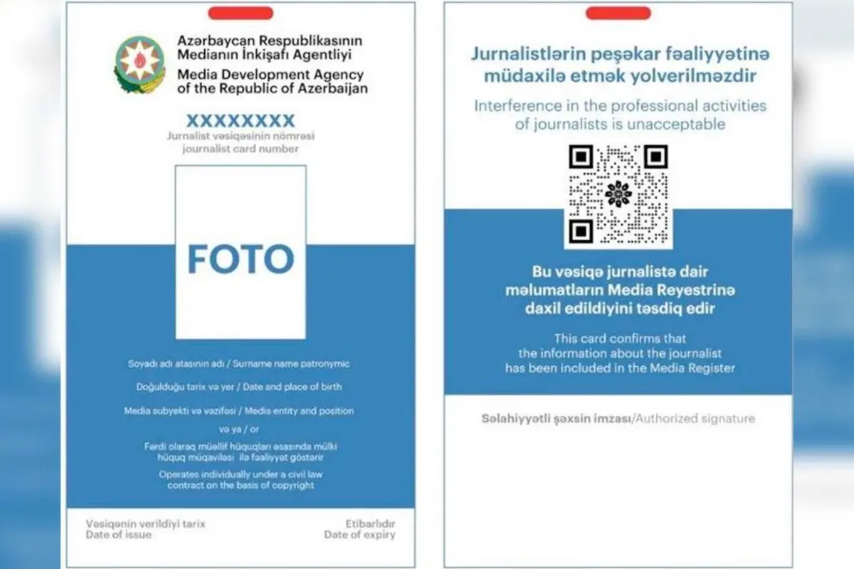Jurnalist vəsiqəsinin verilməsinə və dəyişdirilməsinə görə ödəniş ləğv edilir