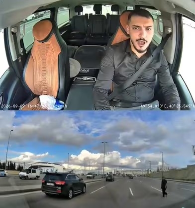 Bakıda dəhşətli anlar: Özünü maşının qaşısına atdı, son anda... - VİDEO
